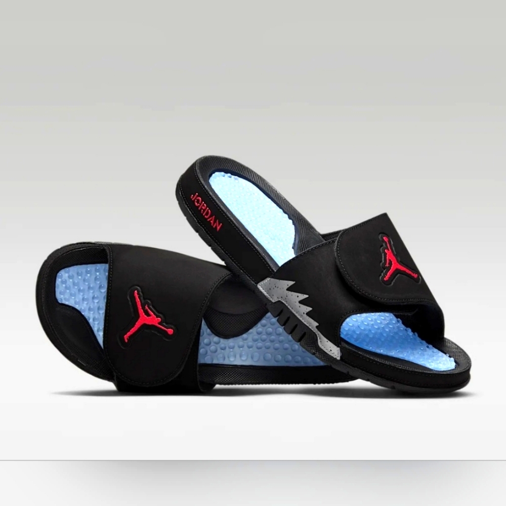 Jordan Hydro Slides Retro 5 Metallic Black Mens New
